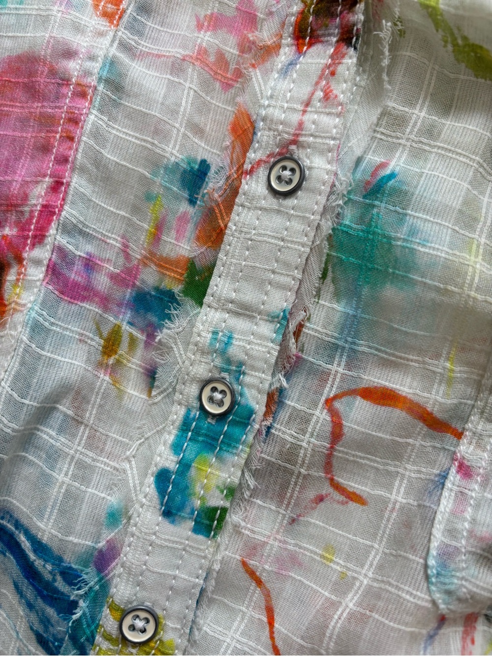 Pilcro/Anthropologie 100% Cotton Summer Buttondown Shirt in Ivory Pattern L. NWT - Picture 8 of 13